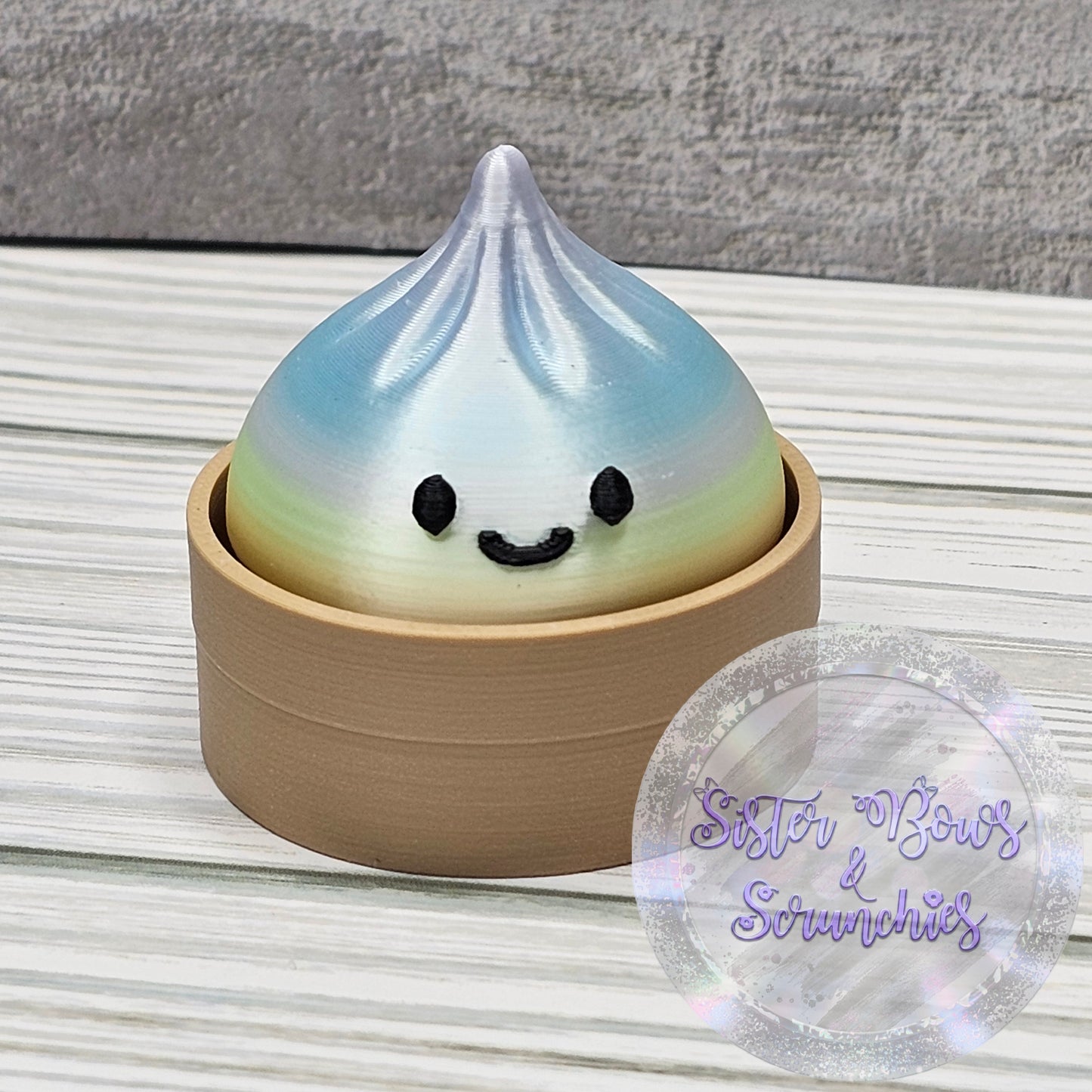 PASTEL BLUE TOP 🥟 3D Printed Small Dumpling Fidget Clicker | Cute Collectible
