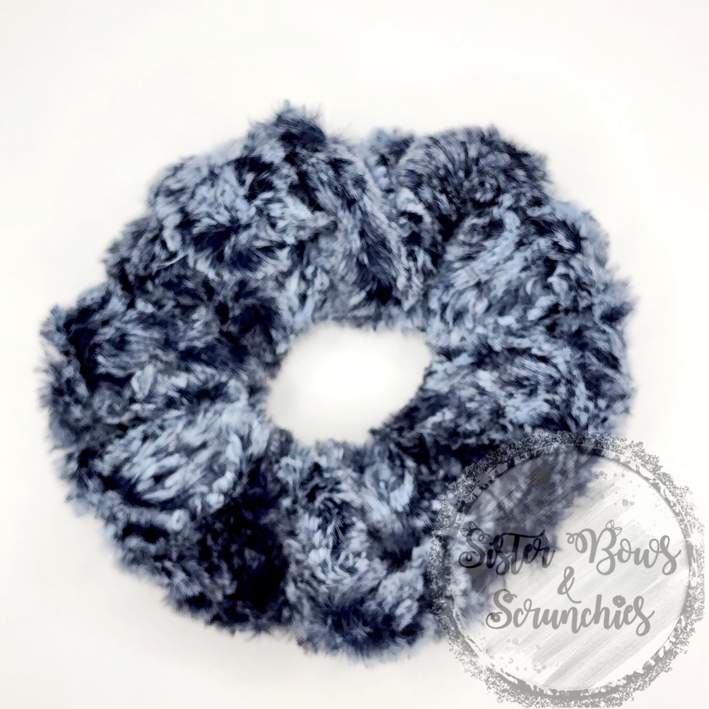 Paloma Dusty Blue/Navy Luxe Minky Scrunchie