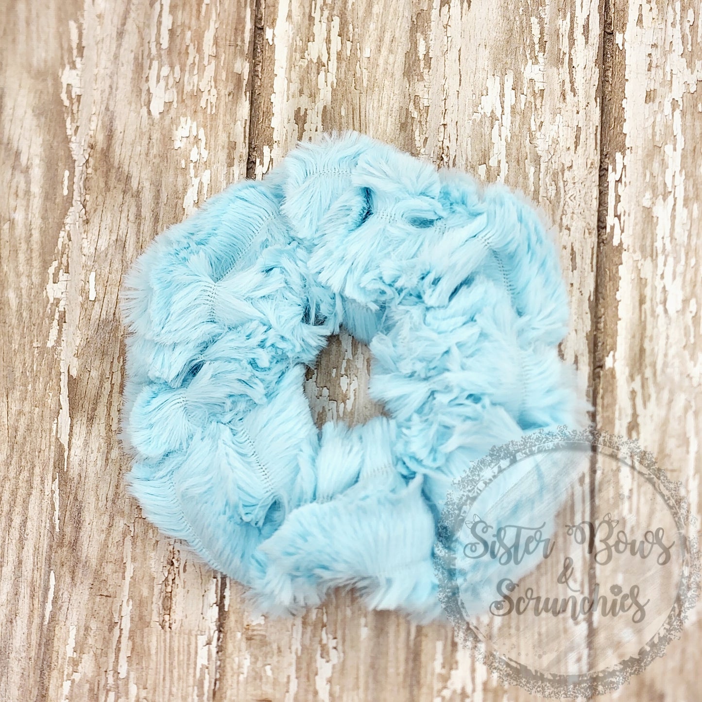 Oxford Aqua Luxe Minky Scrunchie