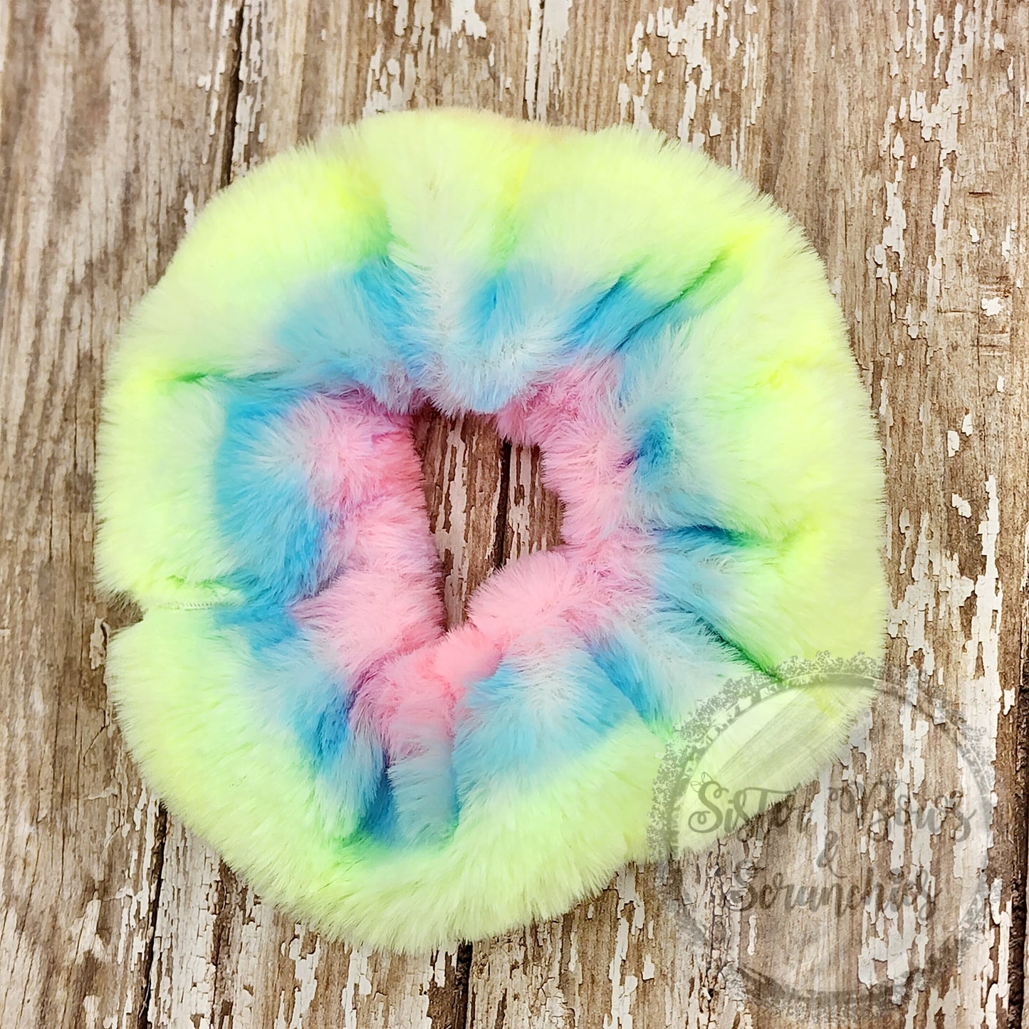 Neon Pastel Rainbow Stripes Luxe Minky Scrunchie