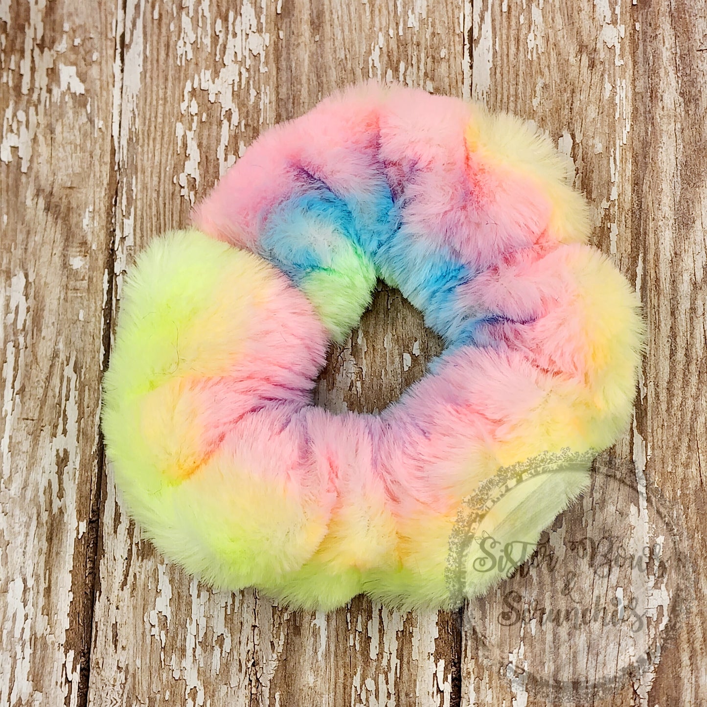 Neon Pastel Rainbow Stripes Luxe Minky Scrunchie