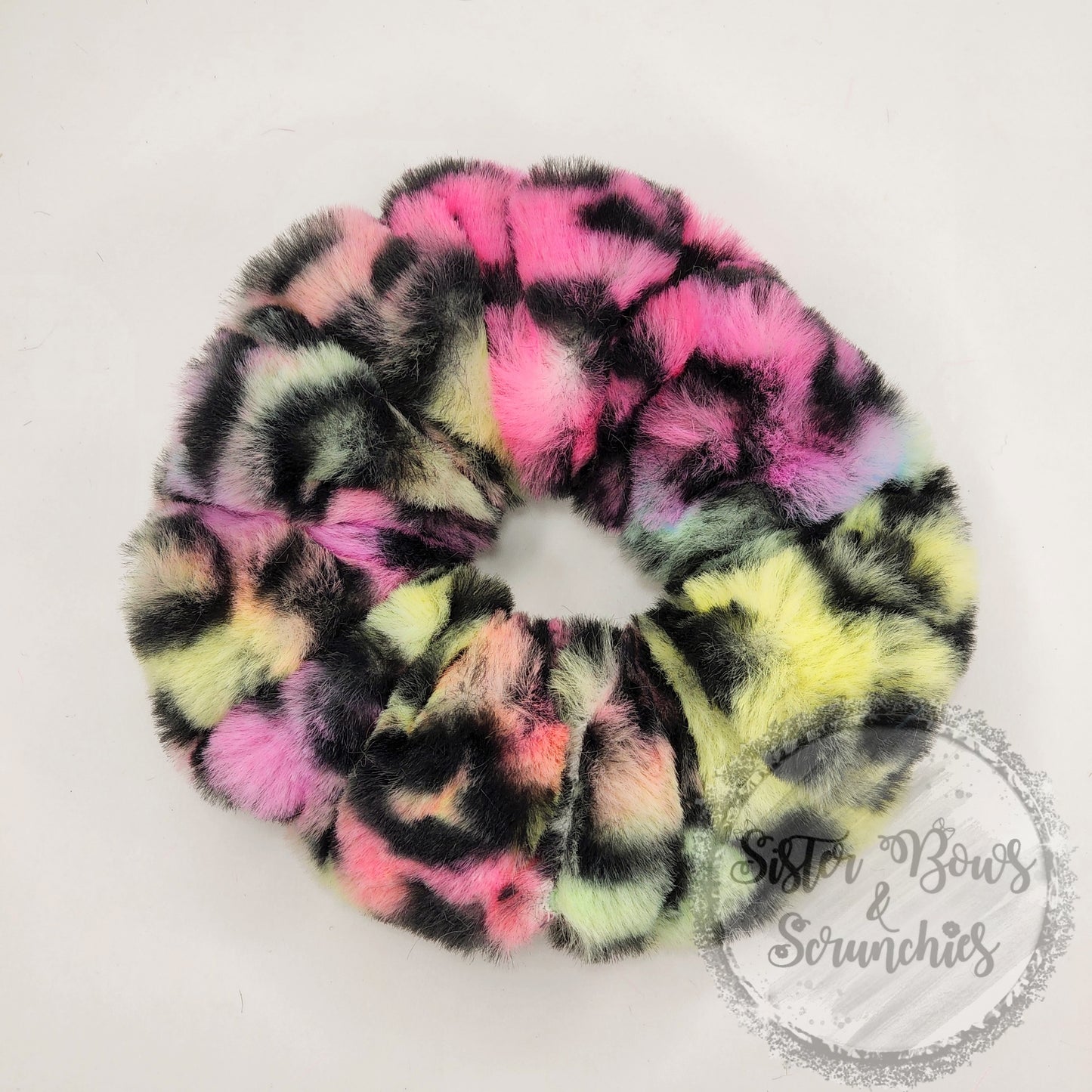 Rainbow Leopard Snuggle Luxe Minky Scrunchie