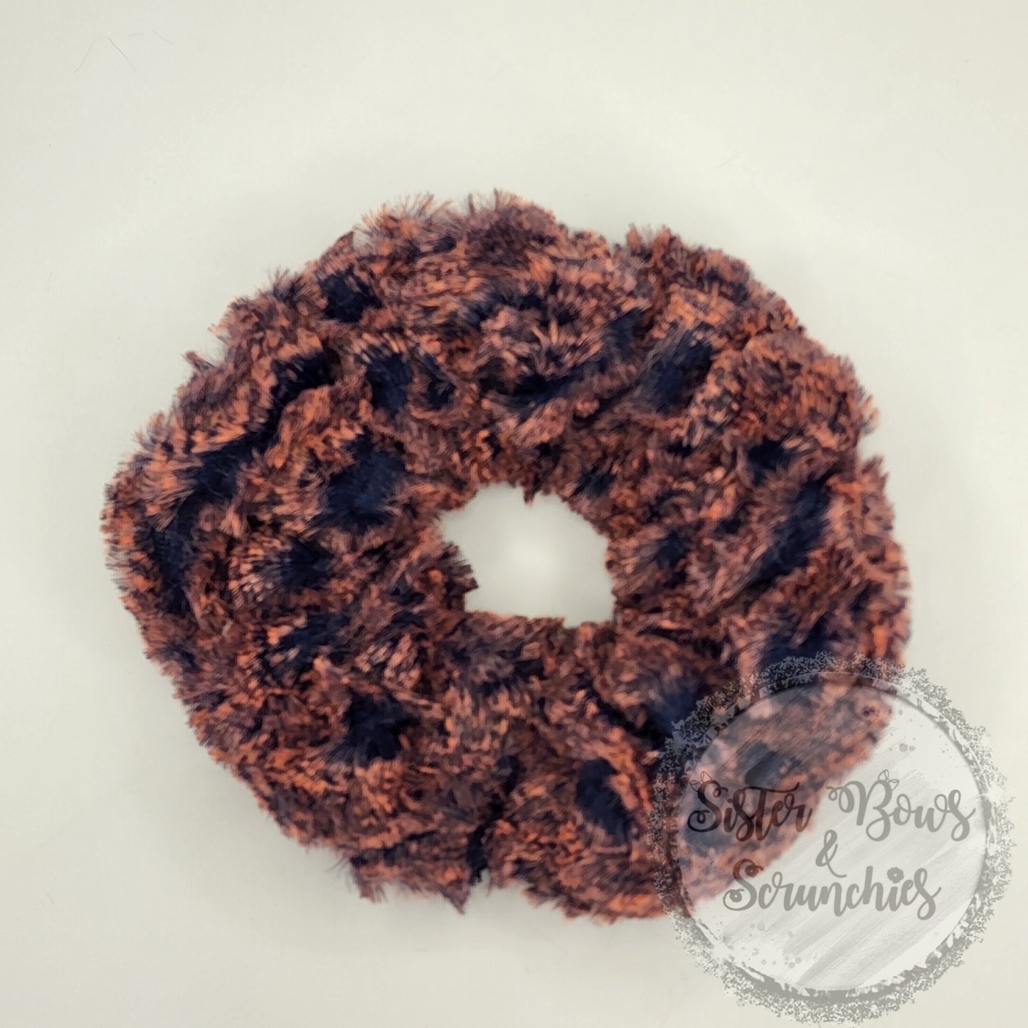 Heather Zebra Sunkissed/Navy Luxe Minky Scrunchie