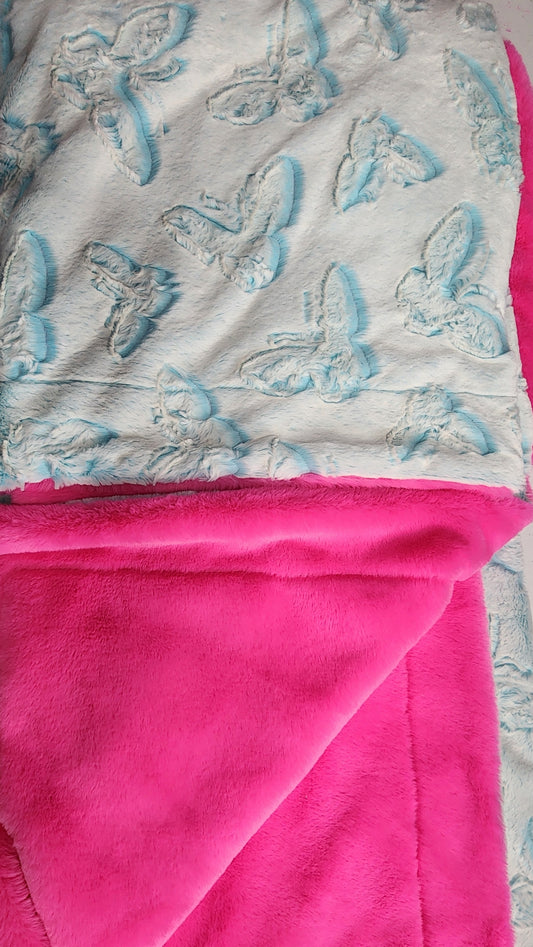 Frosted Saltwater Butterfly/Think Pink Encore Blanket approximate size 60x72