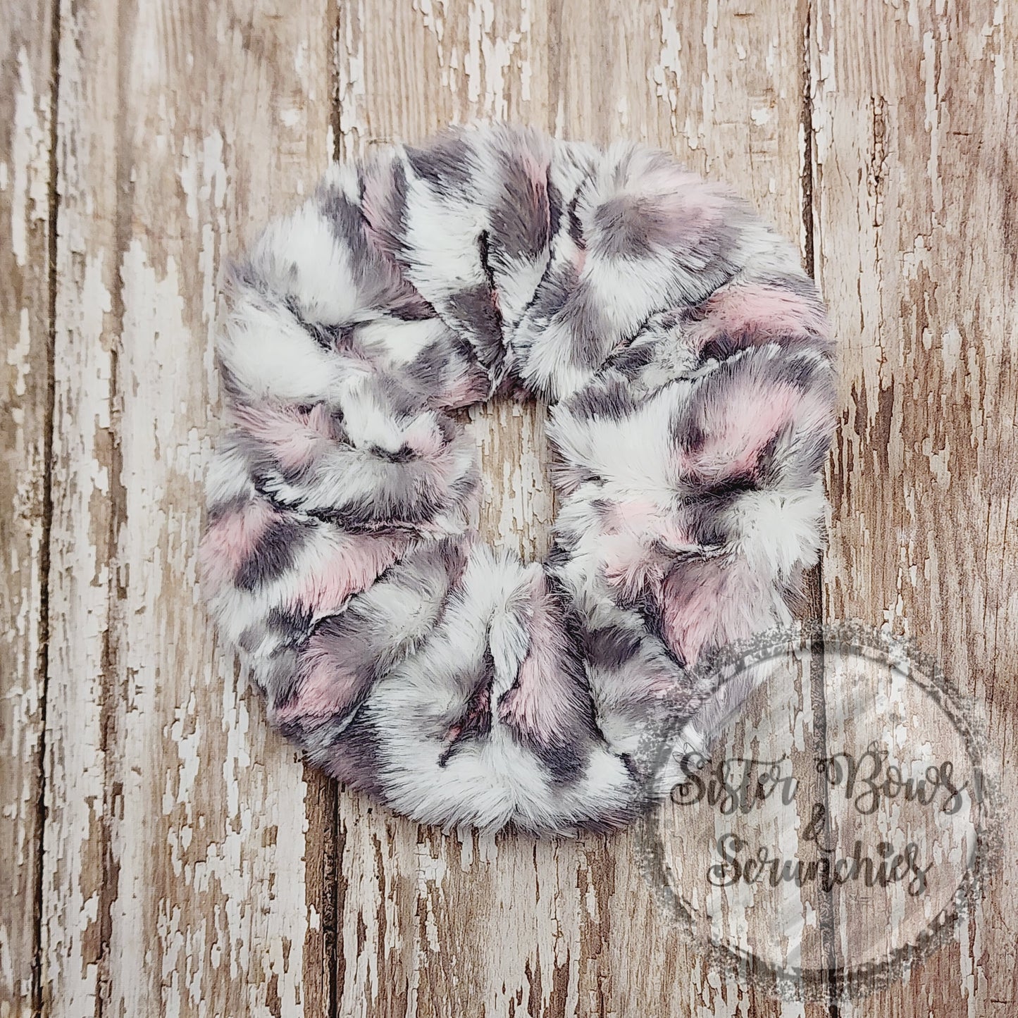 Blush Leopard Luxe Minky Scrunchie