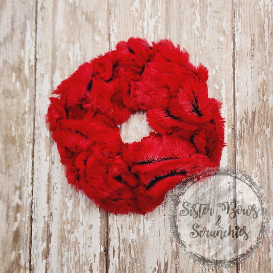 Frosted Zebra Red Luxe Minky Scrunchie