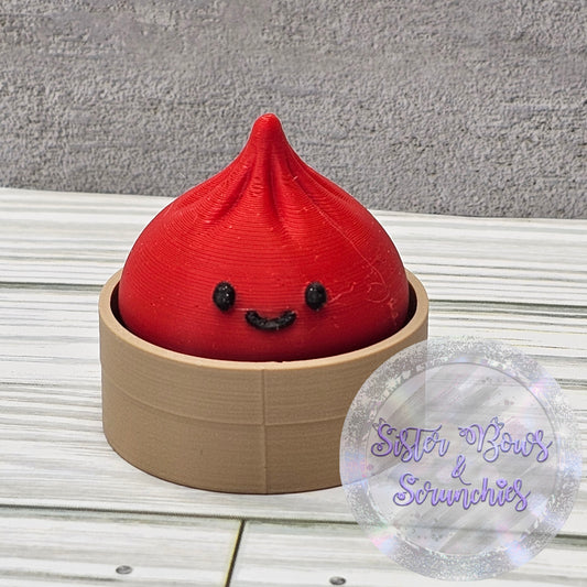 RED 🥟 3D Printed Small Dumpling Fidget Clicker | Cute Collectible