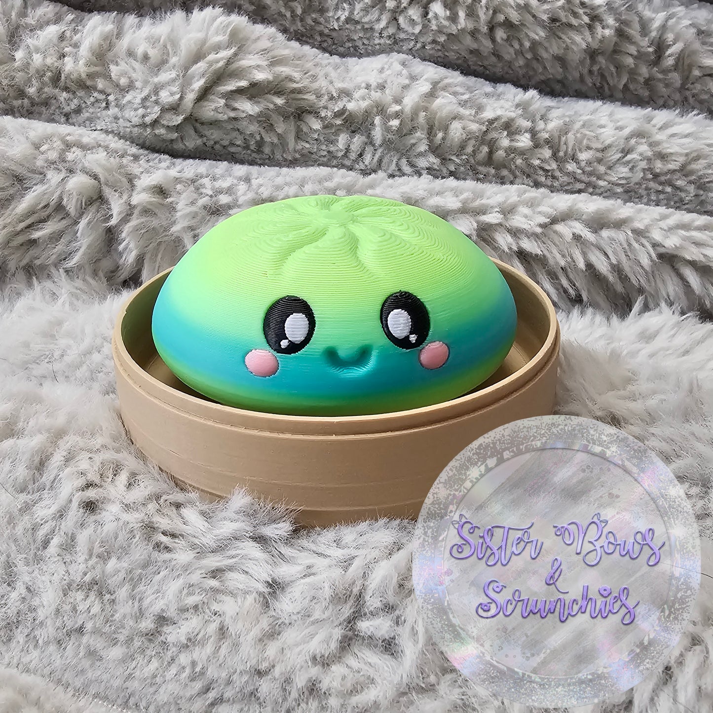 GREEN/BLUE 🥟 3D Printed Dumpling Fidget Clicker | Cute Collectible