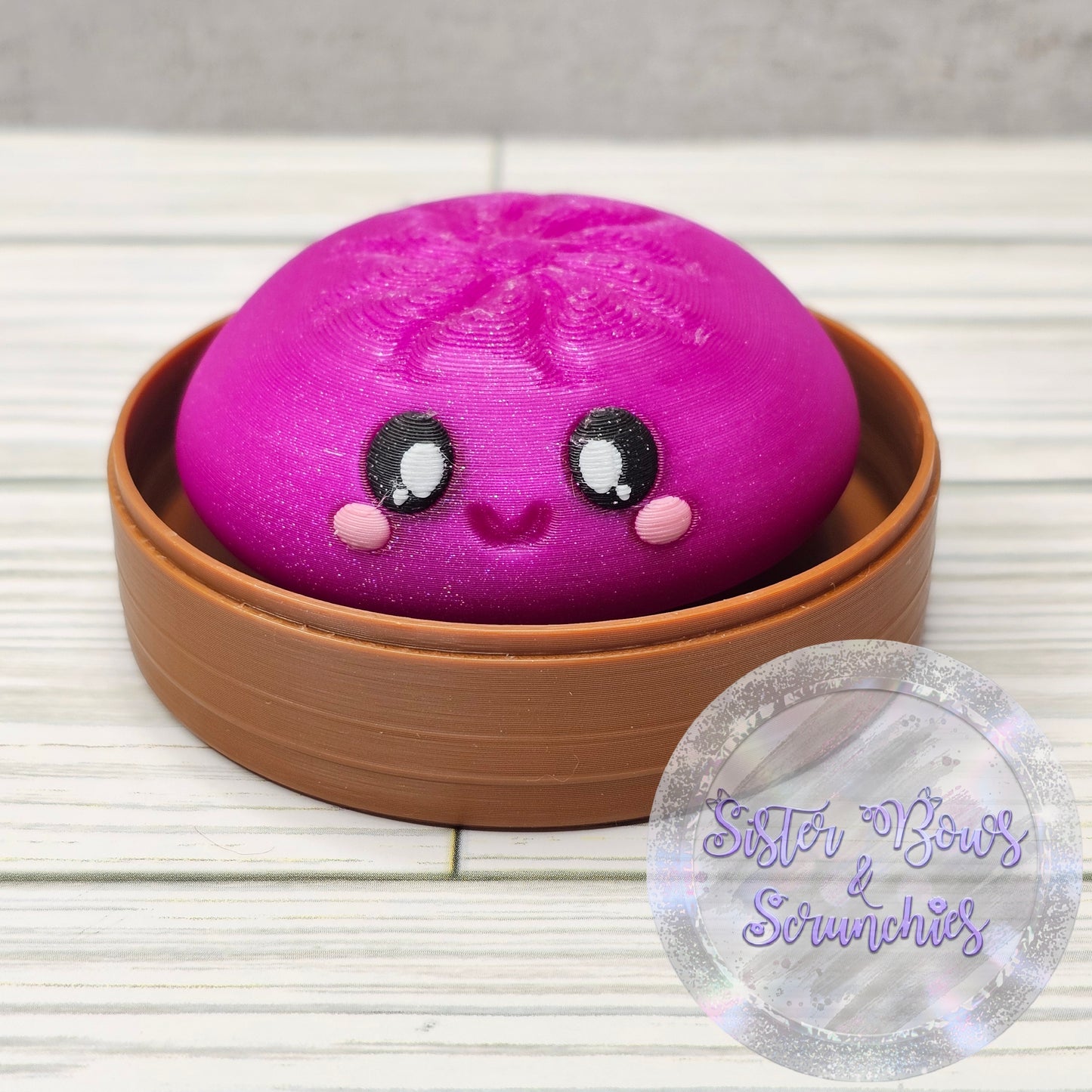 MAGENTA GLITTER 🥟 3D Printed Dumpling Fidget Clicker | Cute Collectible