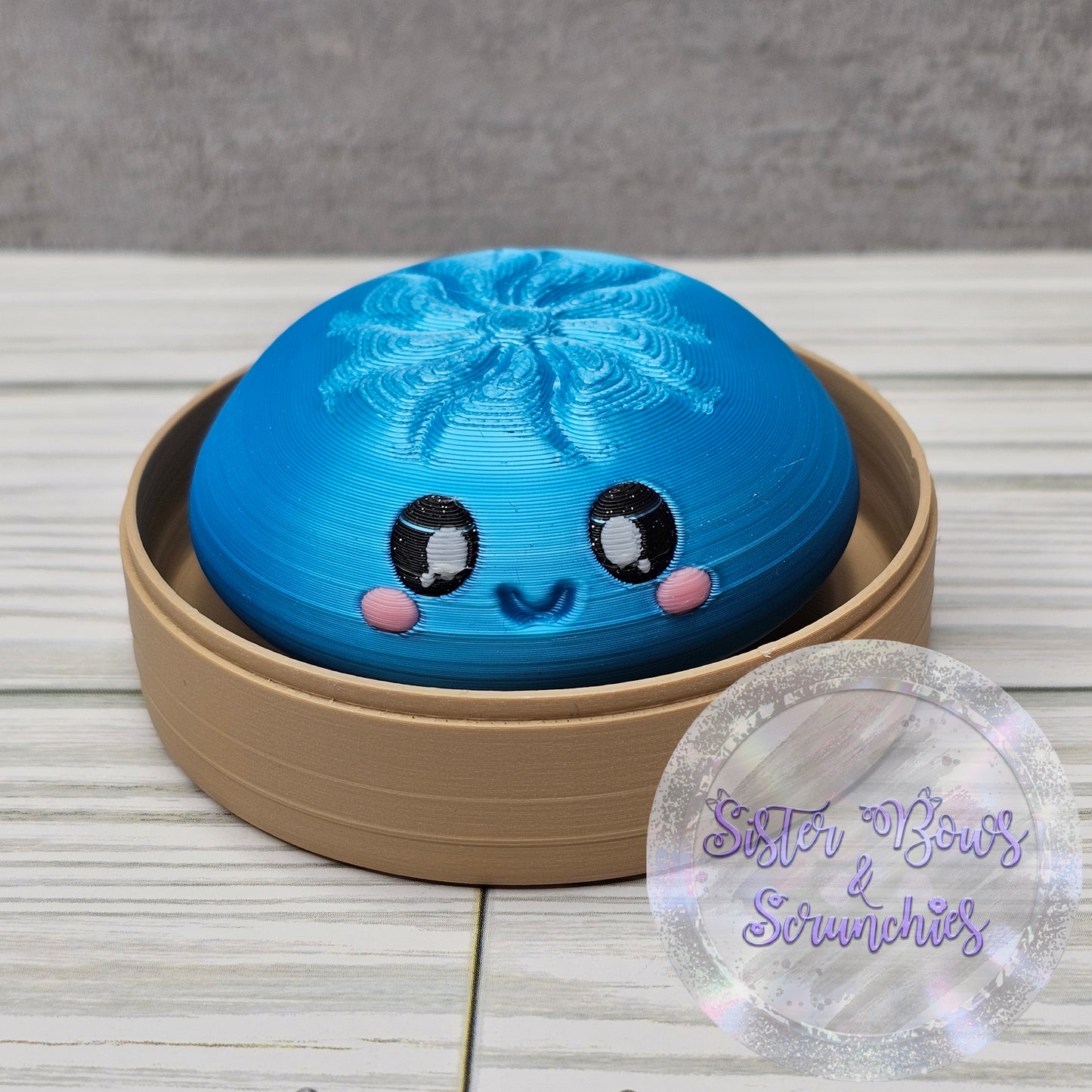 SILK BLUE 🥟 3D Printed Dumpling Fidget Clicker | Cute Collectible