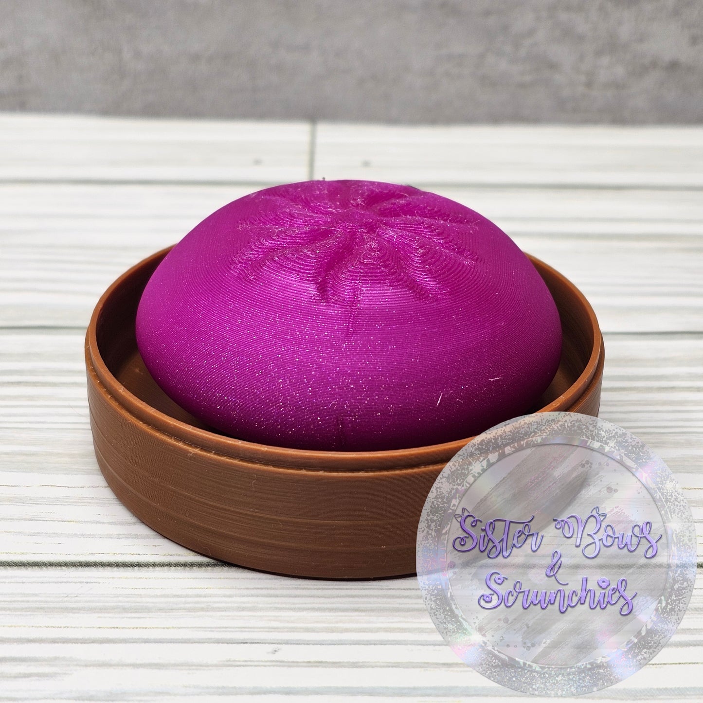 MAGENTA GLITTER 🥟 3D Printed Dumpling Fidget Clicker | Cute Collectible