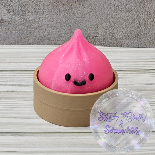 PINK GLITTER 🥟 3D Printed Small Dumpling Fidget Clicker | Cute Collectible
