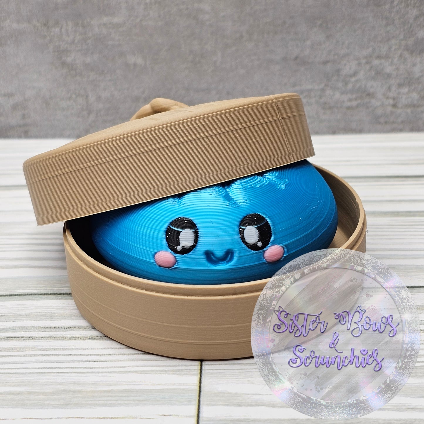 SILK BLUE 🥟 3D Printed Dumpling Fidget Clicker | Cute Collectible