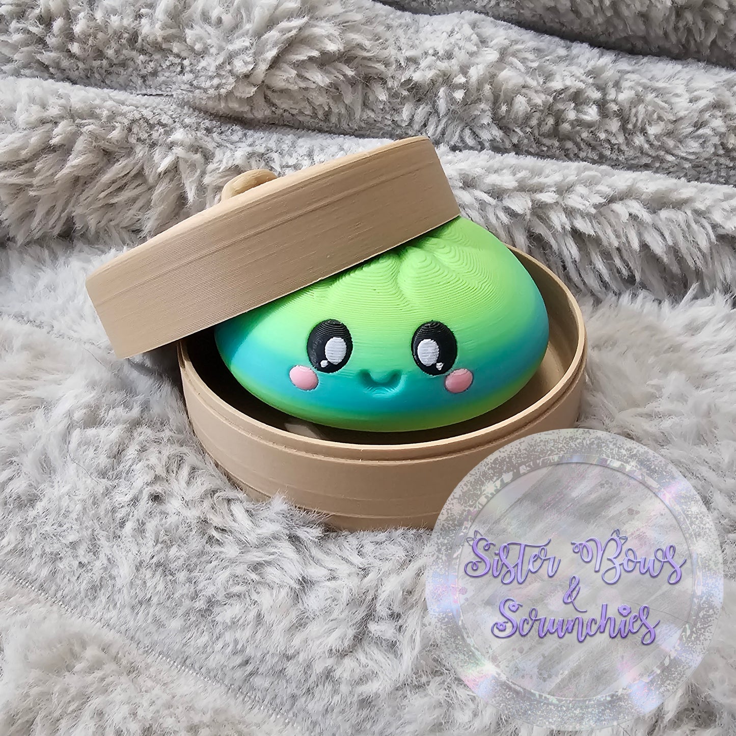 GREEN/BLUE 🥟 3D Printed Dumpling Fidget Clicker | Cute Collectible