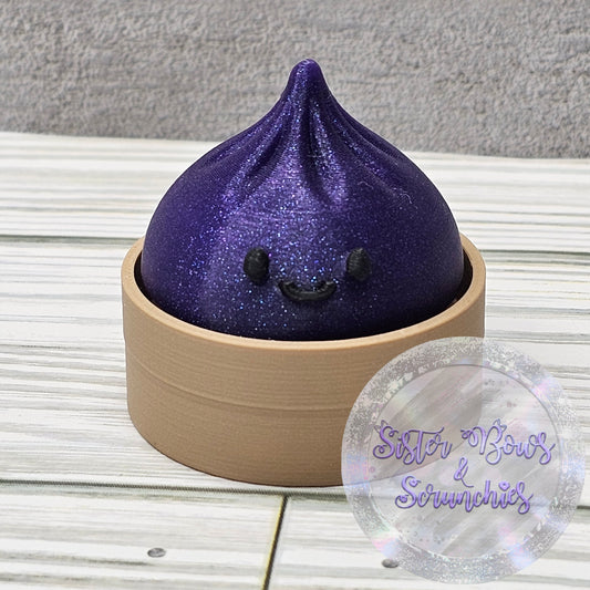 PURPLE GLITTER 🥟 3D Printed Small Dumpling Fidget Clicker | Cute Collectible