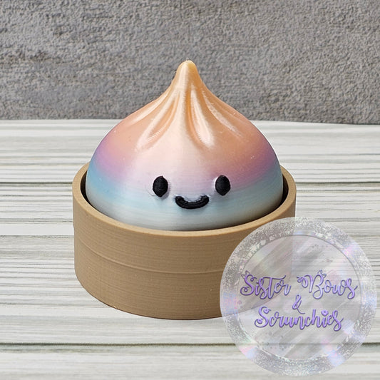 PASTEL PEACH TOP 🥟 3D Printed Small Dumpling Fidget Clicker | Cute Collectible