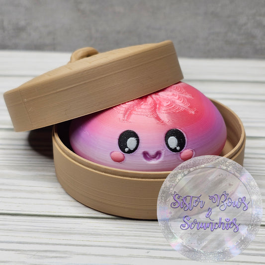 SILK LIGHT PINK/PURPLE 🥟 3D Printed Dumpling Fidget Clicker | Cute Collectible