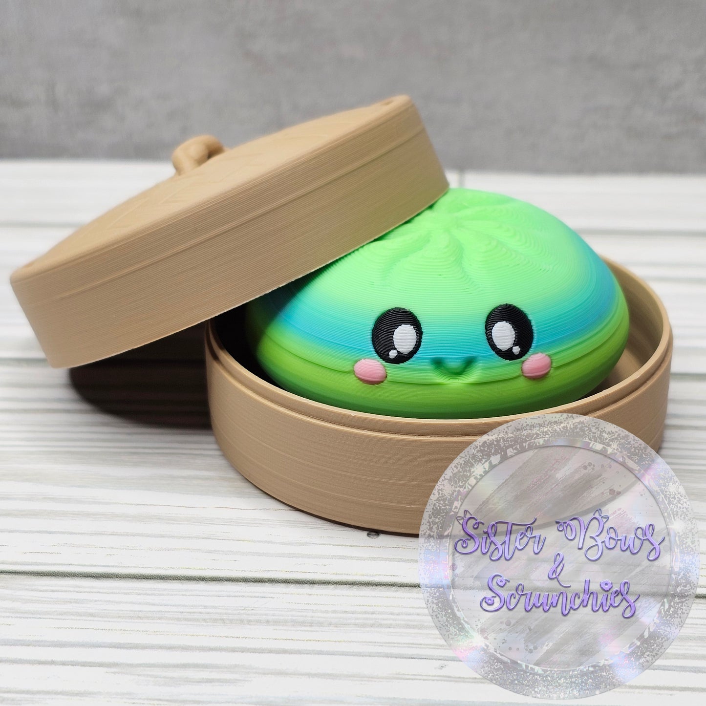 BLUE/GREEN 🥟 3D Printed Dumpling Fidget Clicker | Cute Collectible