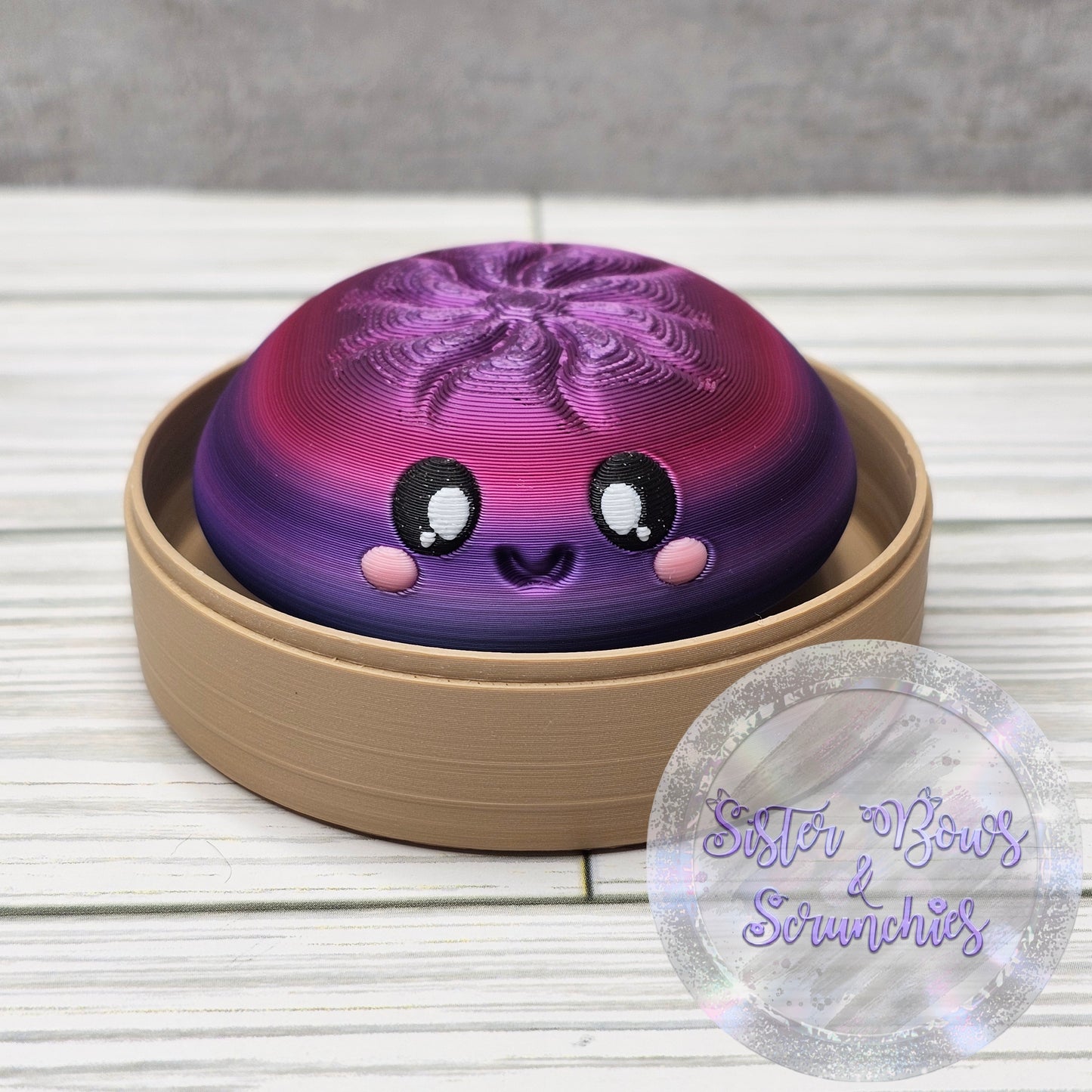 SILK DARK PINK/PURPLE 🥟 3D Printed Dumpling Fidget Clicker | Cute Collectible