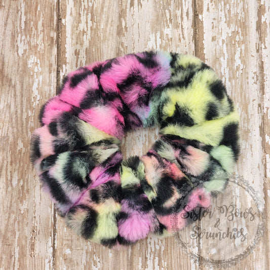 Rainbow Leopard Snuggle Luxe Minky Scrunchie