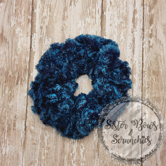 Heather Zebra Aquamarine/Navy Luxe Minky Scrunchie