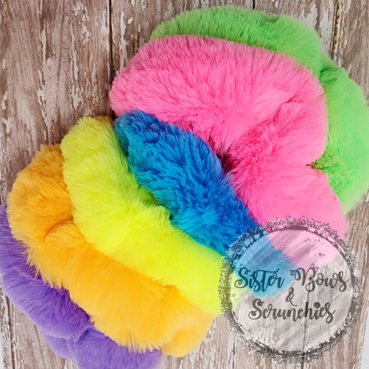 Premium Luxe Minky Scrunchies - Neon Whispy